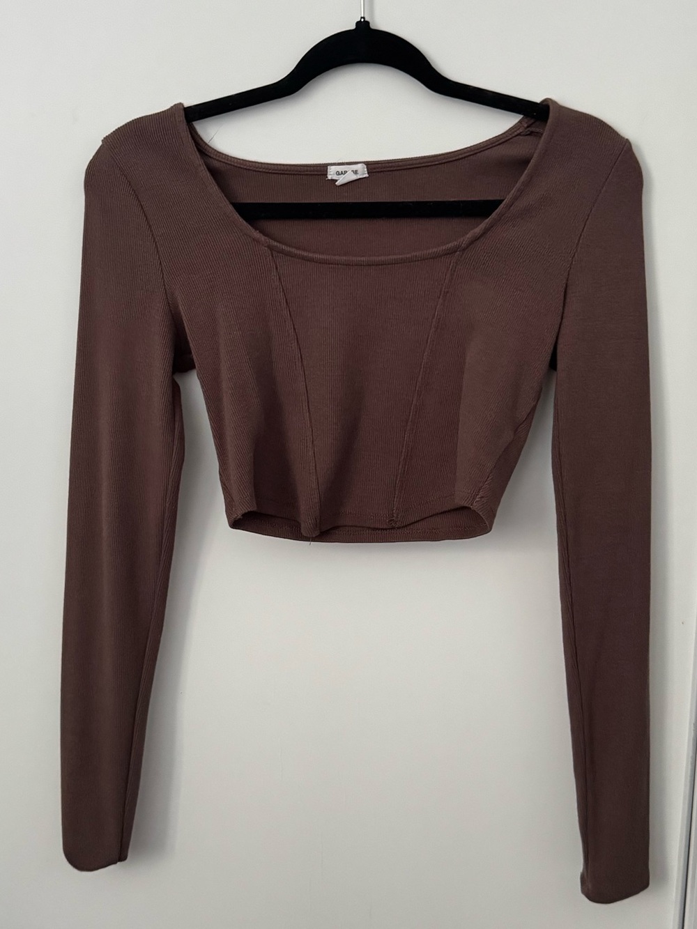 Garage Brown Corset Long Sleeve Crop Top Size Medium